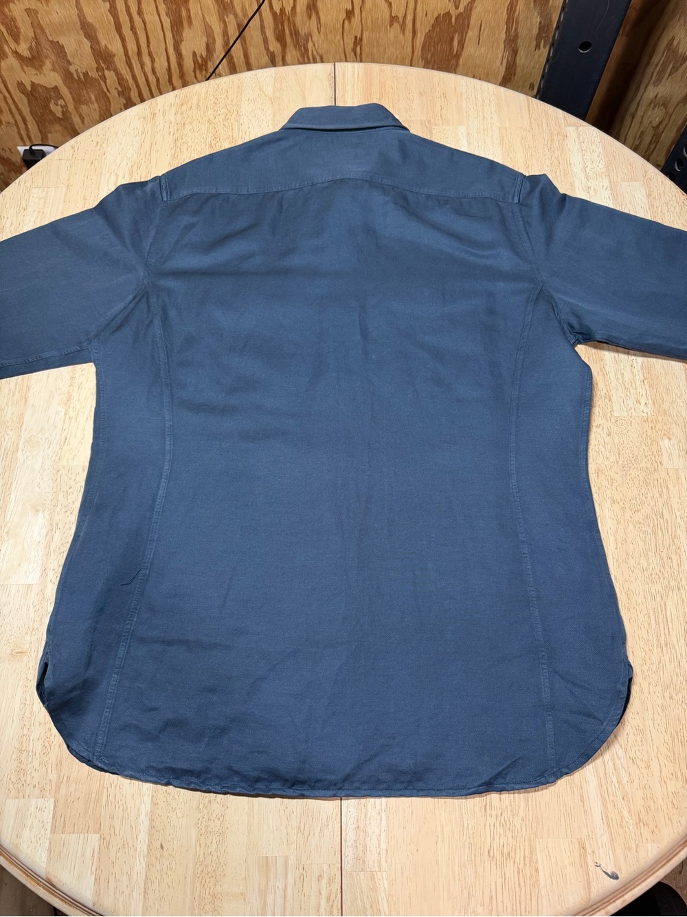 Tom Ford Military Shirt Mens 41 16 Blue Linen Cotton Button Down Luxury Large - Picture 5 of 15